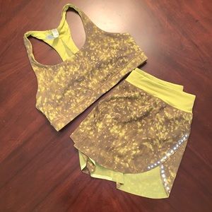 Lululemon Seawheeze running shorts and bra set, both size 10
